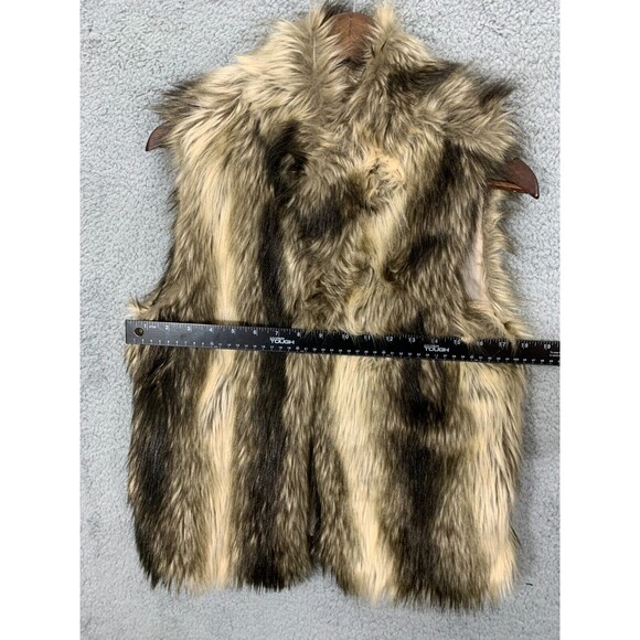 CI SONO by VACATINI L/G Large Faux Fur Vest Brown Beige Cream Tan - Picture 9 of 11